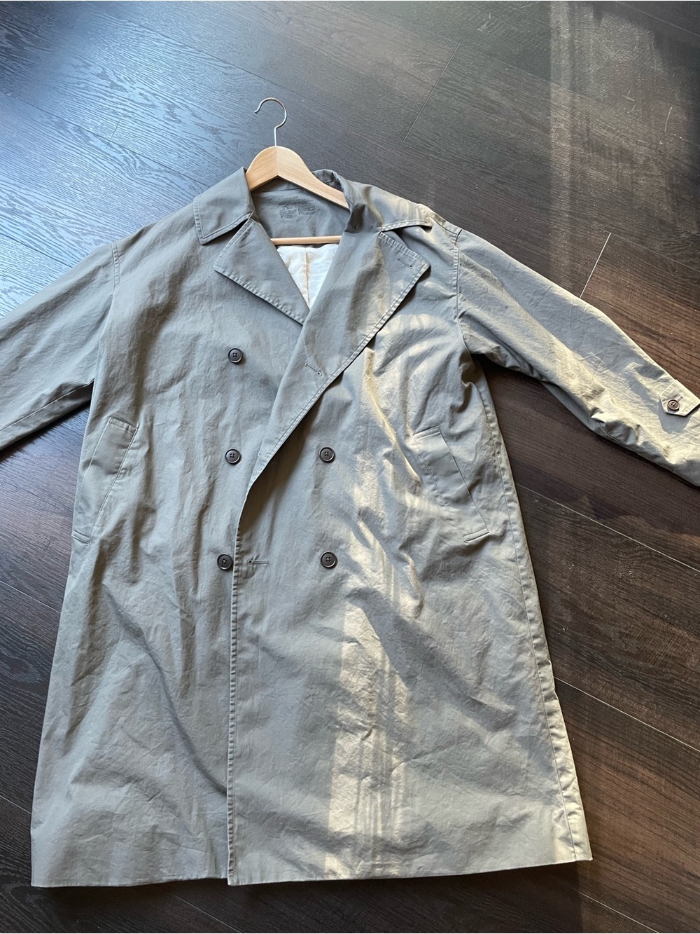 Muji Double-Breasted Trench Coat - Gray